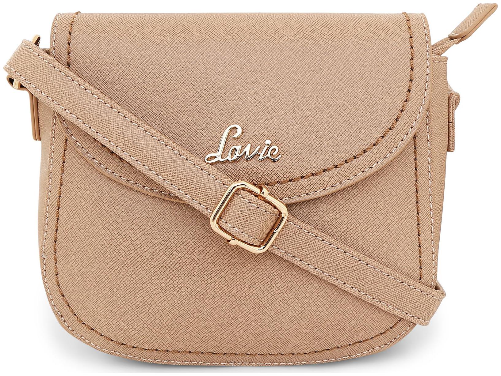 

LAVIE Beige PU Solid Sling Bag