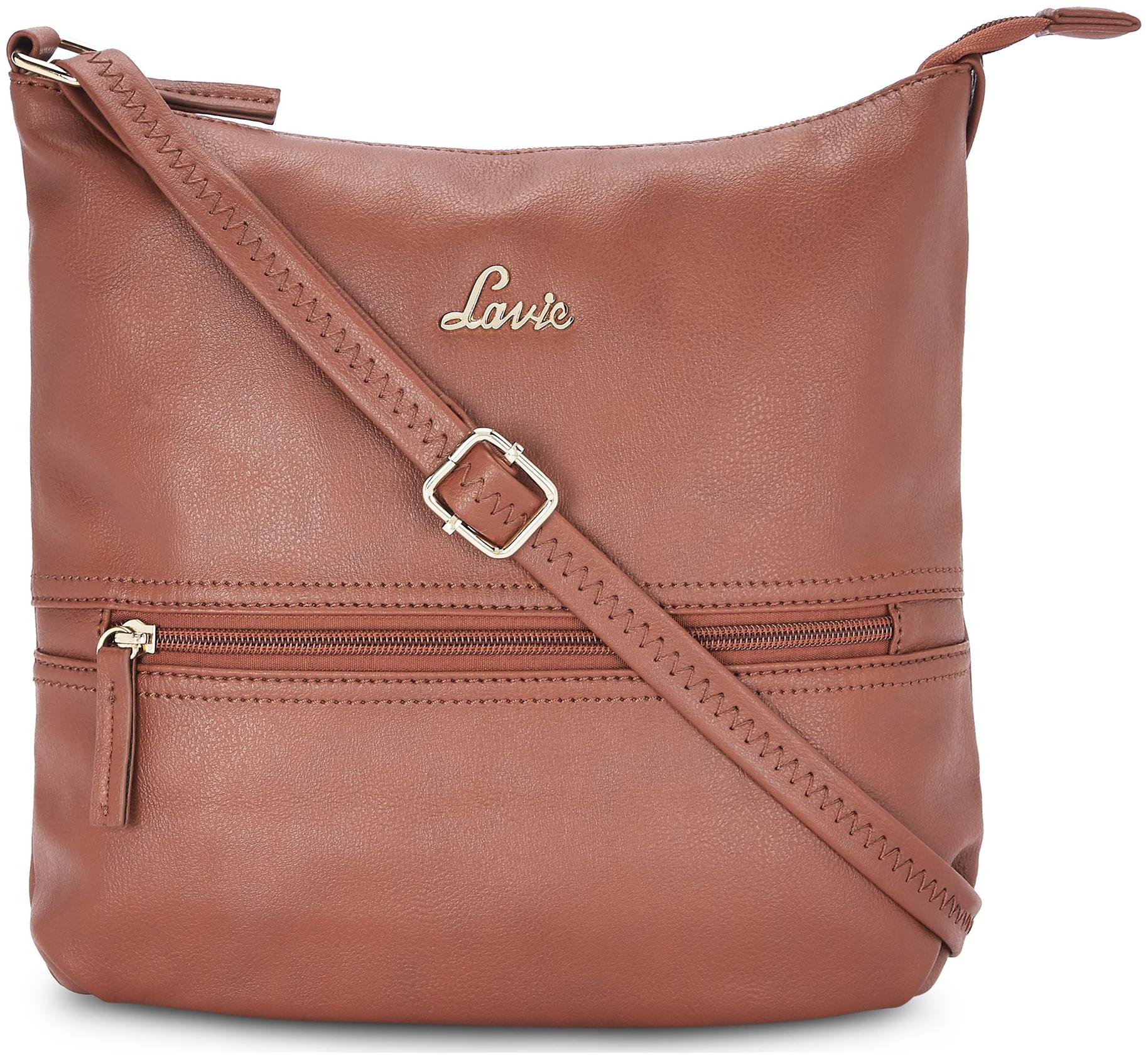 

LAVIE Brown PU Solid Sling Bag
