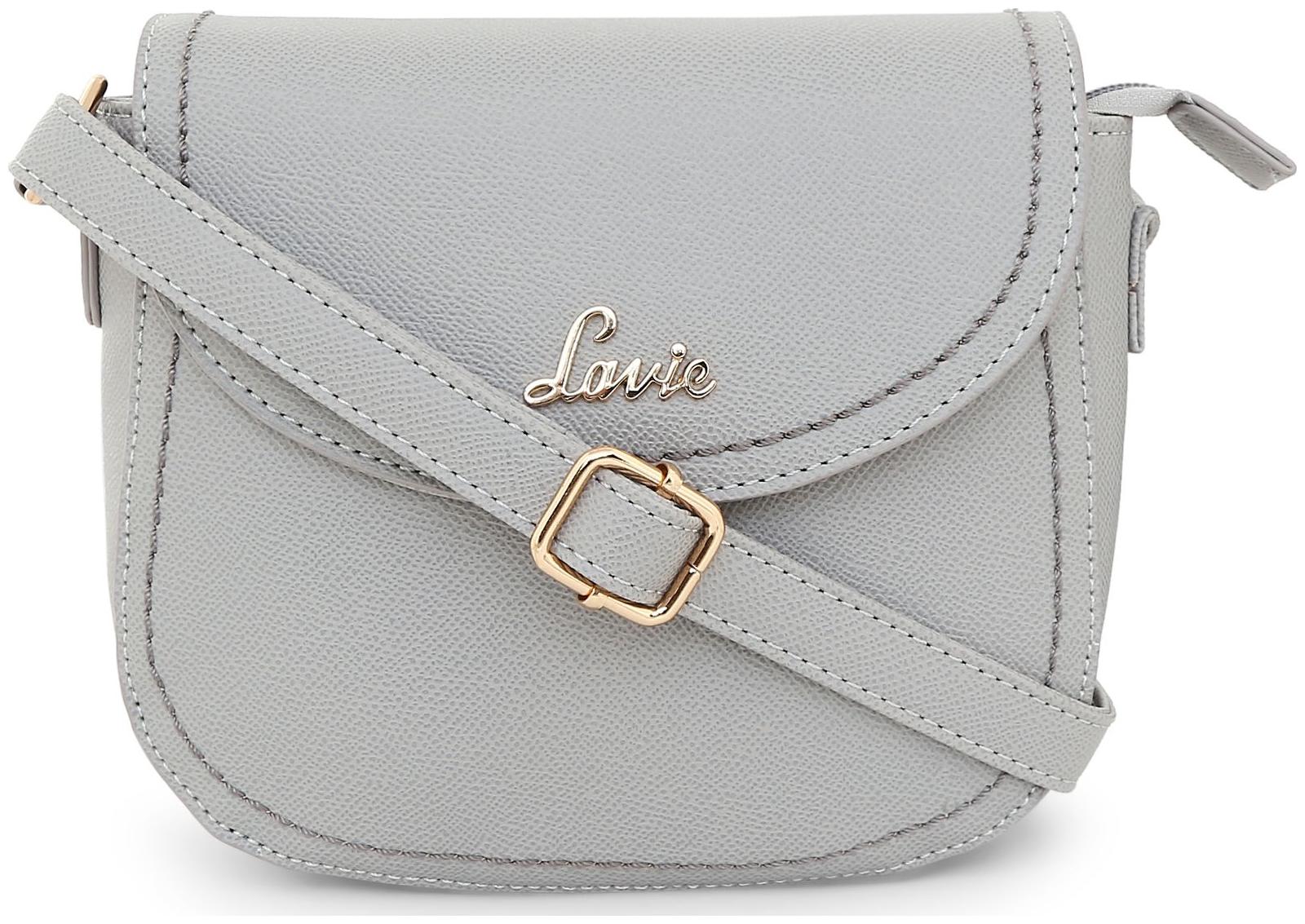 

LAVIE Grey PU Solid Sling Bag