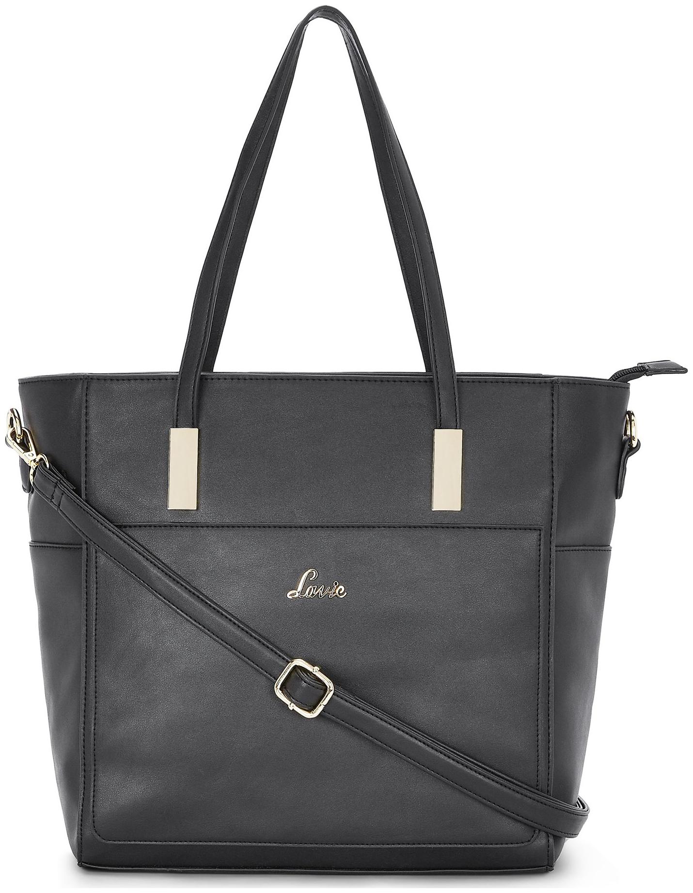 

LAVIE Women Solid PU - Tote Bag Black
