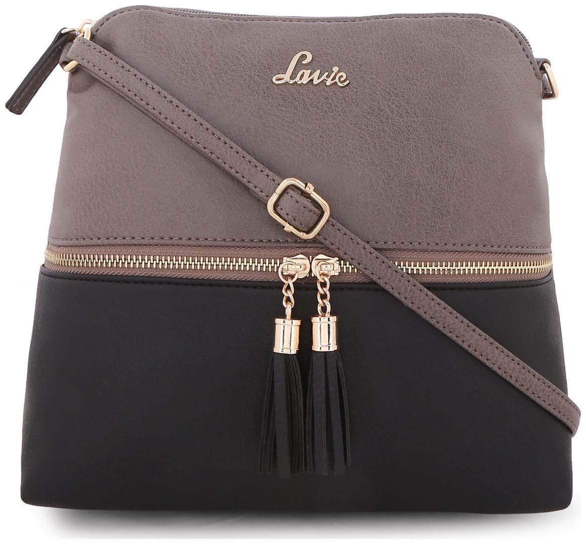 

LAVIE Grey PU Solid Sling Bag