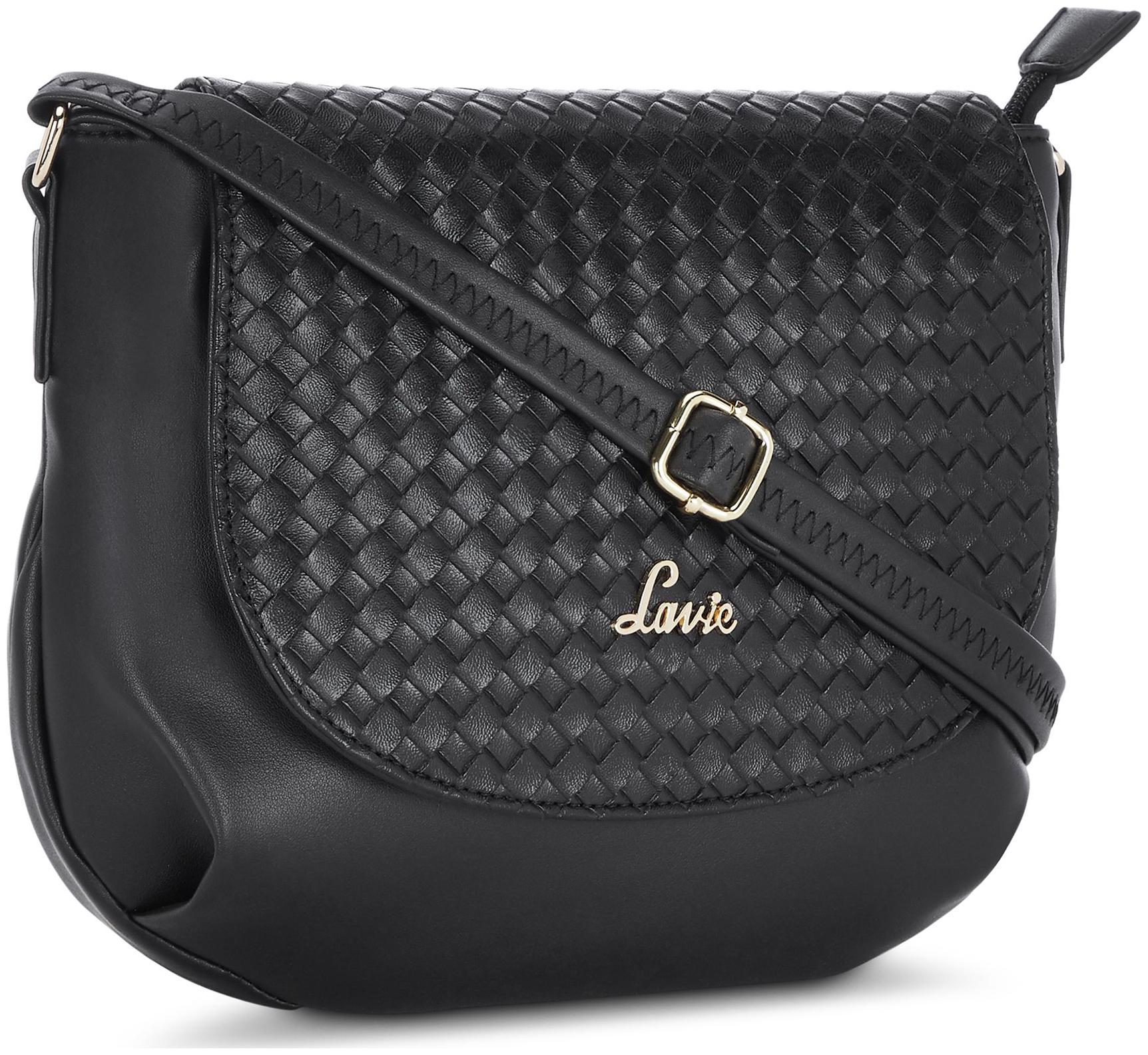 

LAVIE Black Synthetic Solid Sling Bag
