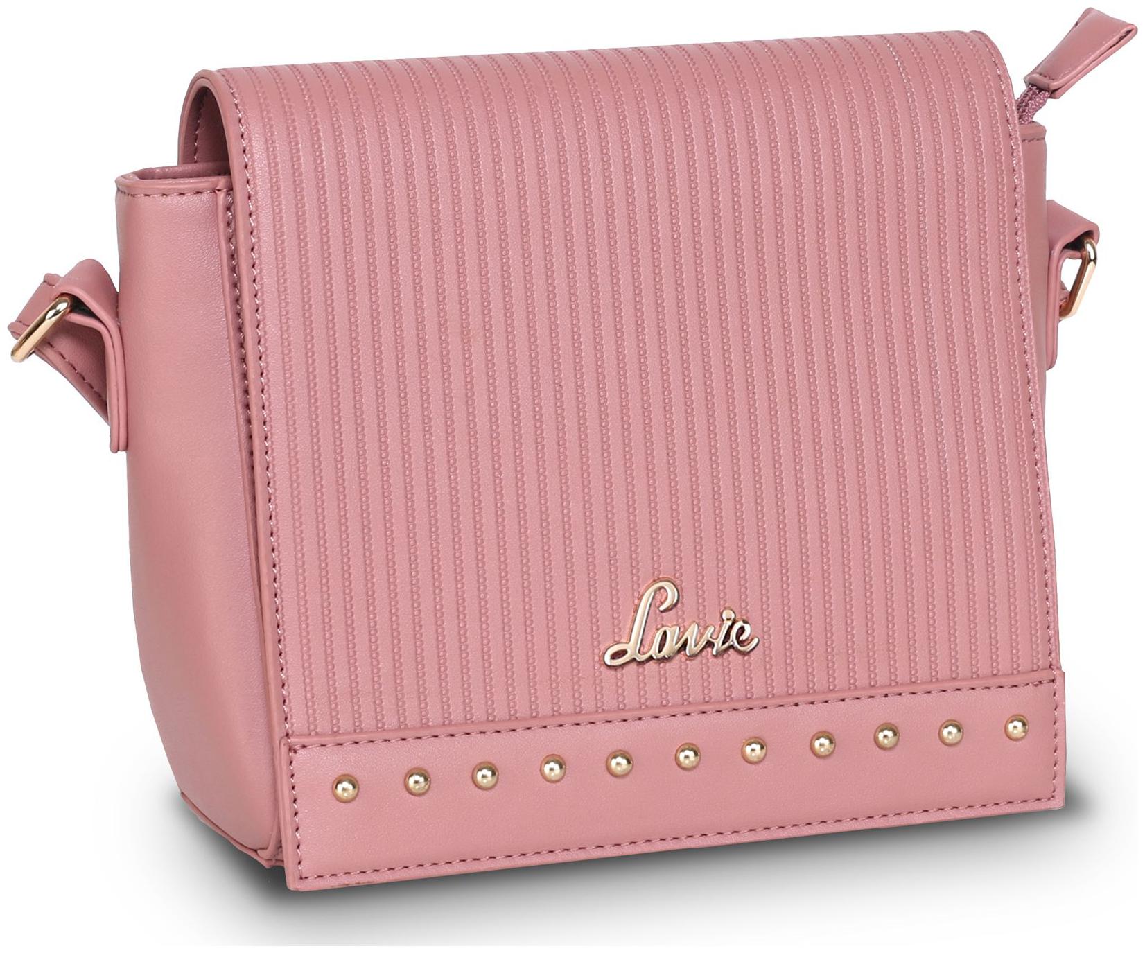 

LAVIE Pink Synthetic Solid Sling Bag