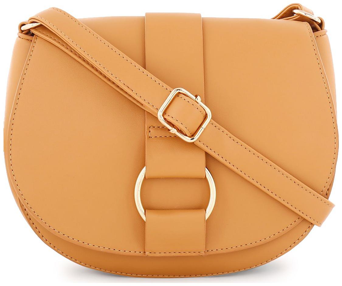 

LAVIE Brown PU Solid Sling Bag