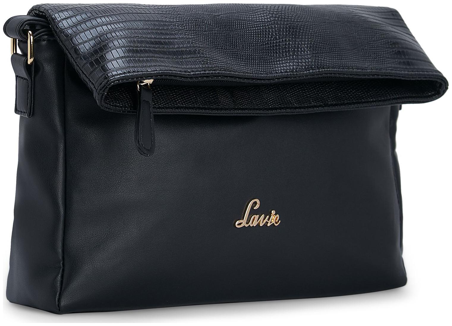

LAVIE Black Synthetic Solid Sling Bag