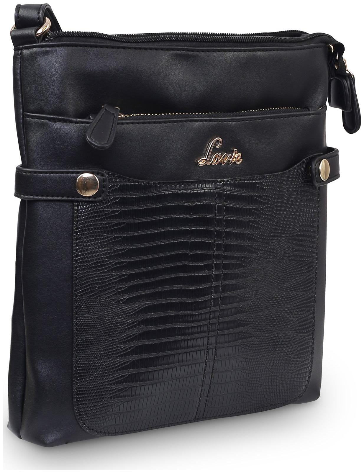

LAVIE Black Synthetic Solid Sling Bag