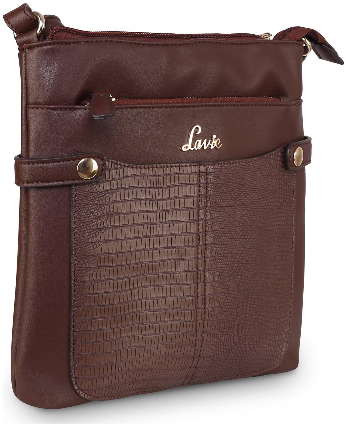 

LAVIE Brown Synthetic Solid Sling Bag