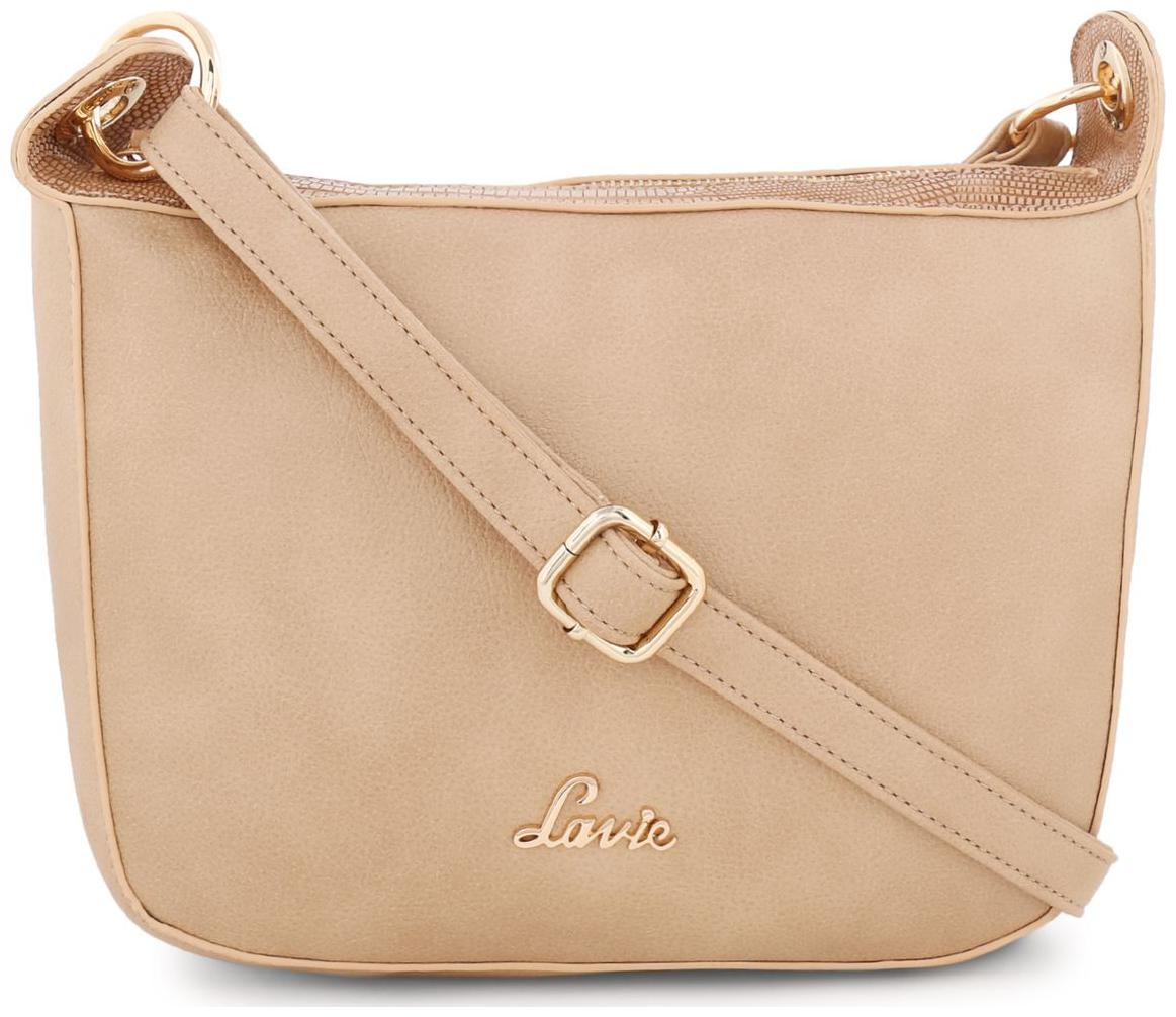 

LAVIE Beige PU Solid Sling Bag
