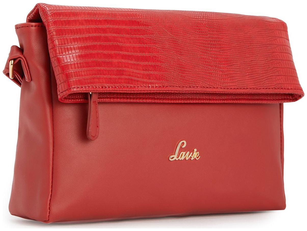 

LAVIE Red Synthetic Solid Sling Bag