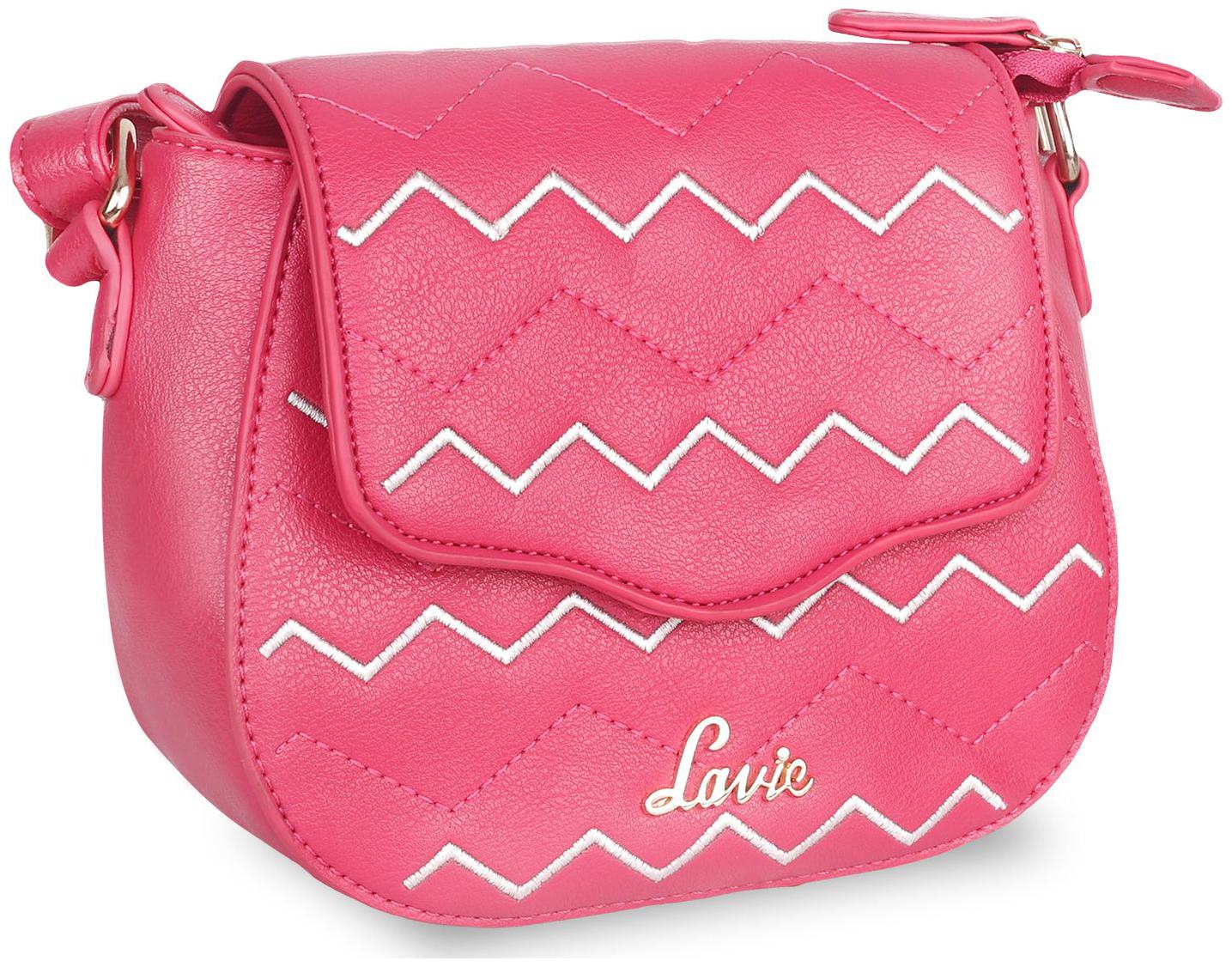 

LAVIE Pink Synthetic Solid Sling Bag