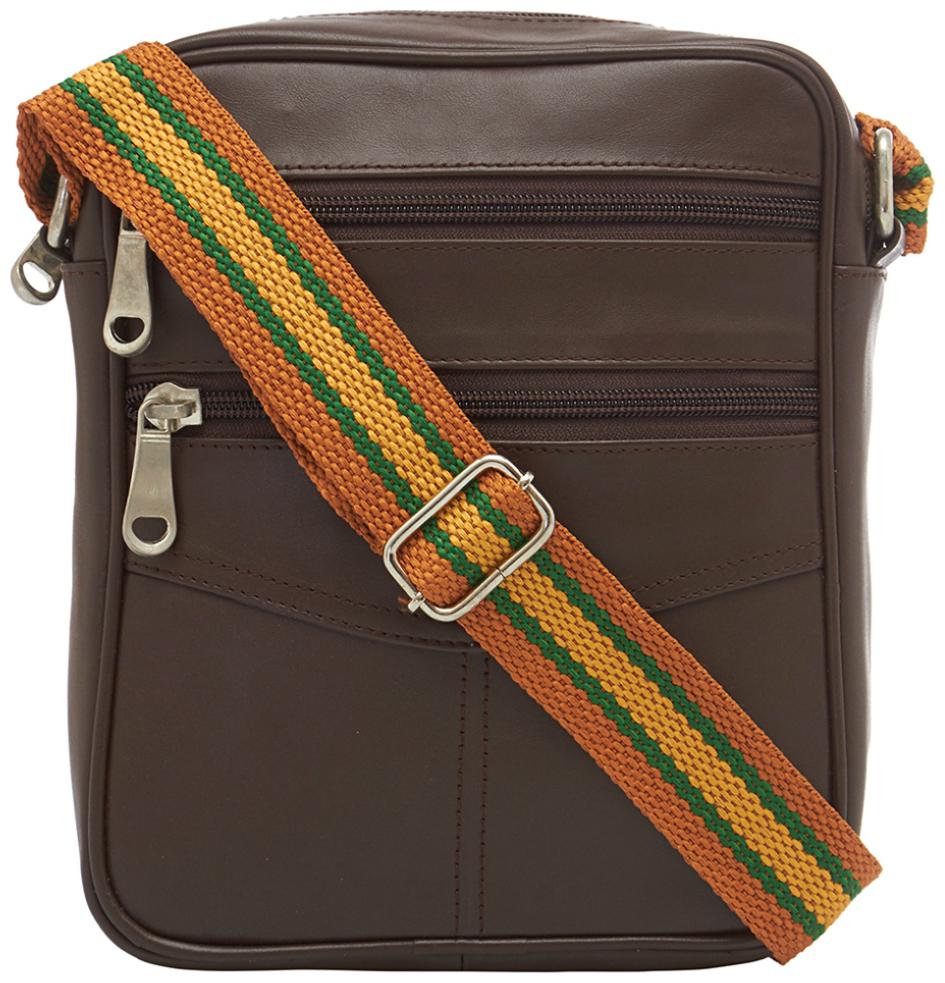 

Leather World 4 5 Liter Brown Genuine Leather Designer Messenger Sling Cross Body with Zip Closure Travel Bag