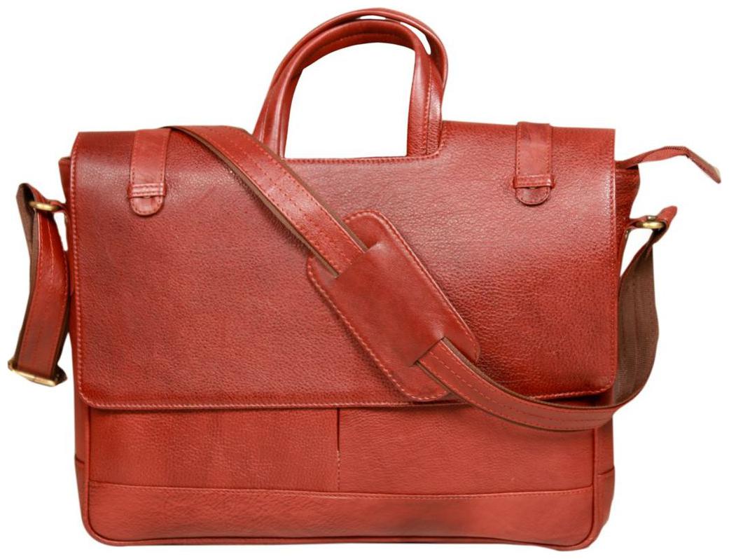 

Leather World 15 inch Maroon Genuine Leather Laptop Office Briefcase Messenger Cross Body Portfolio Bags for Men Women
