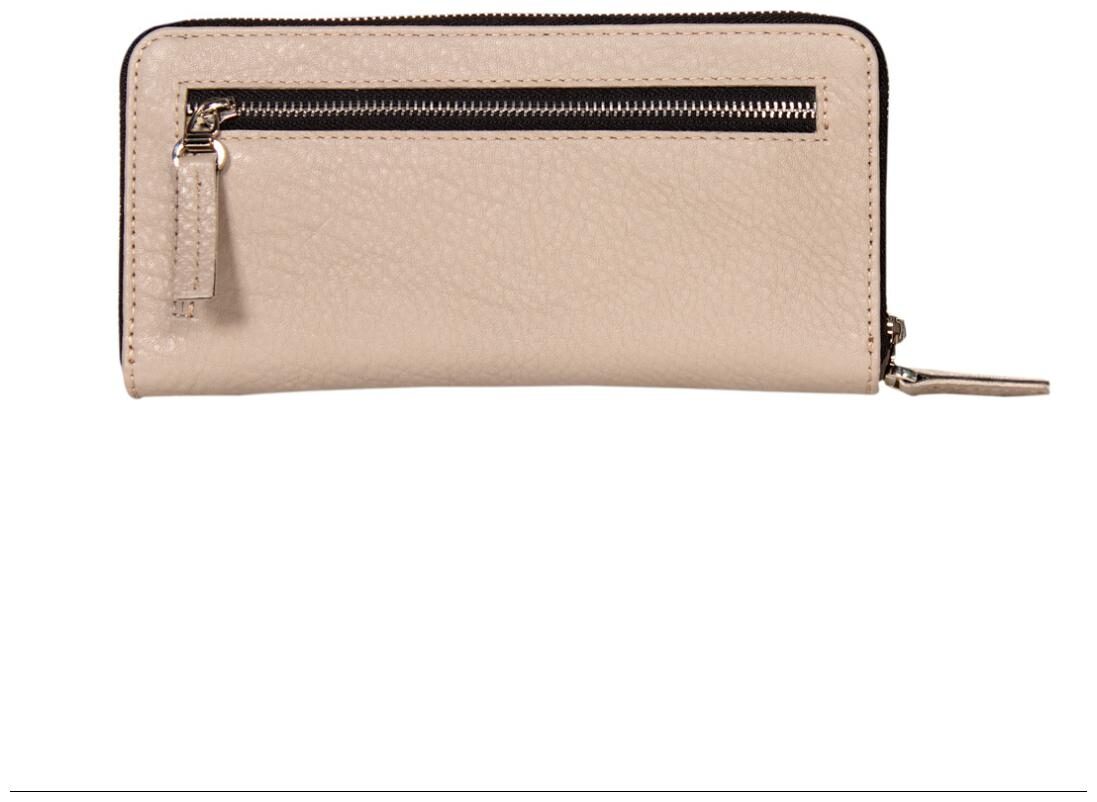 

Leather World 2 5 Liter Beige Genuine Leather Stylish Wallet with Zip Closure Travel Bag