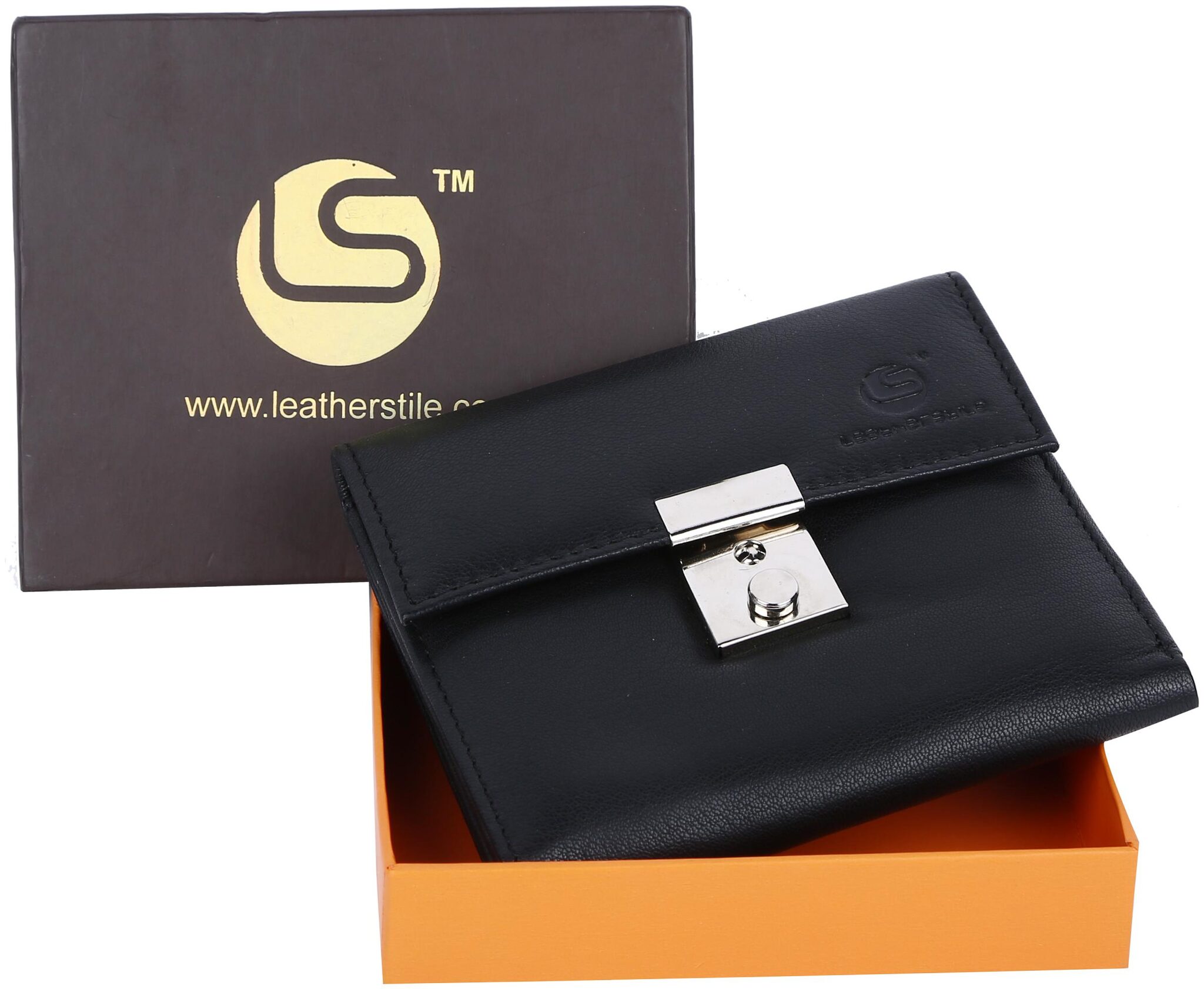 

Leatherstile Women Black Leather Wallet