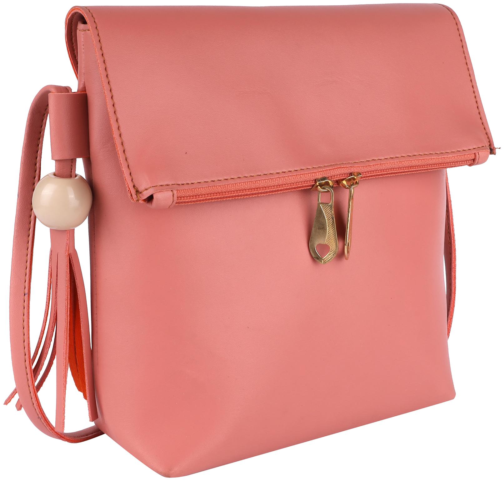 

Leatherstile Pink Faux Leather Solid Sling Bag