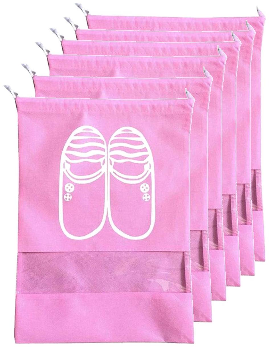 

Lify Travel Shoe Bags Portable Travel Shoe Tote Bags - Packing Organizers For Men And Women- Pink - 6 Piece Pack