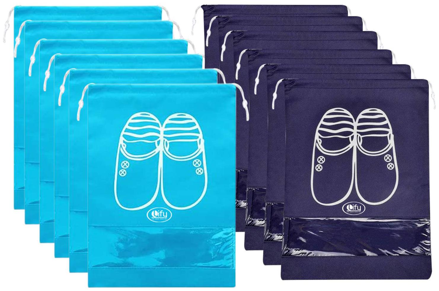 

Lify Travel Shoe Bags Portable Travel Shoe Tote Bags - Packing Organizers For Men And Women- Blue (6 Pcs) Blue (6 Pcs) - 12 Piece Pack