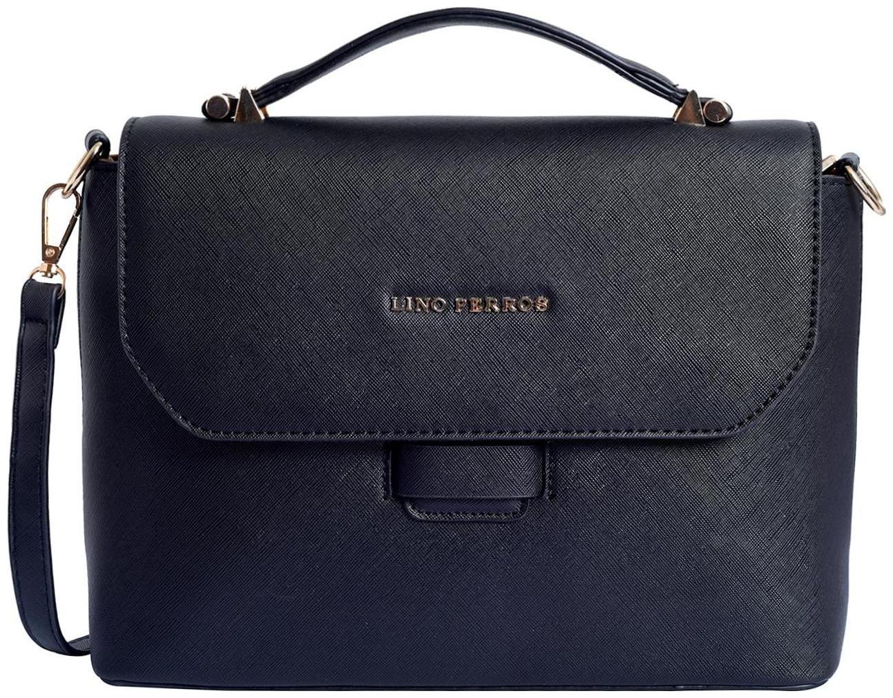 

Lino Perros Faux Leather Women Satchel - Black