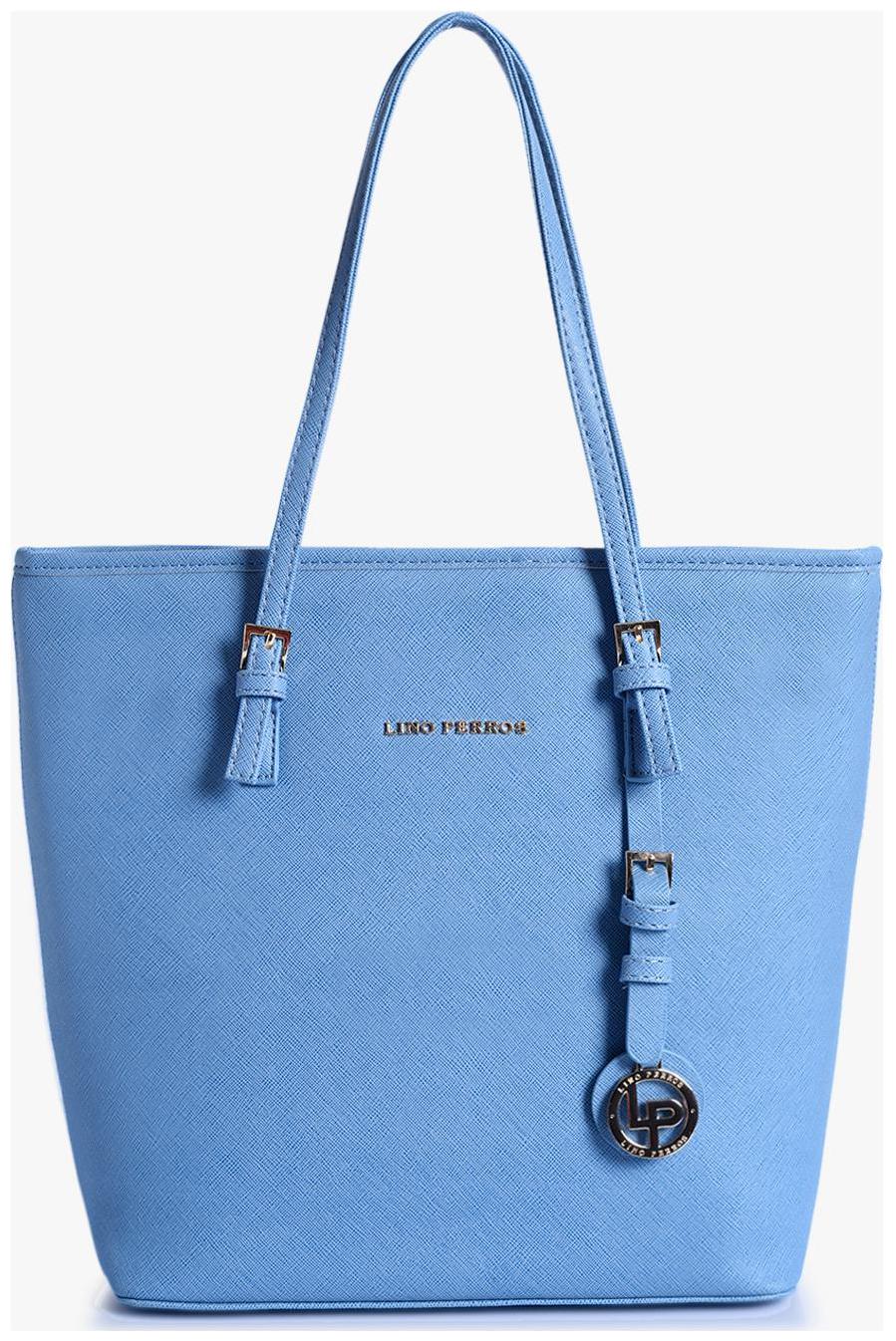 

Lino Perros Women Solid Faux Leather - Tote Bag Blue