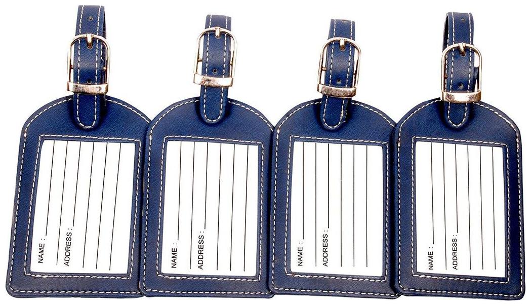 

Sukeshcraft Luggage Tags Suitcase Tag Travel Bag Labels 4 Pcs -Blue