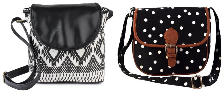 

Lychee bags Black Canvas Solid Sling Bag