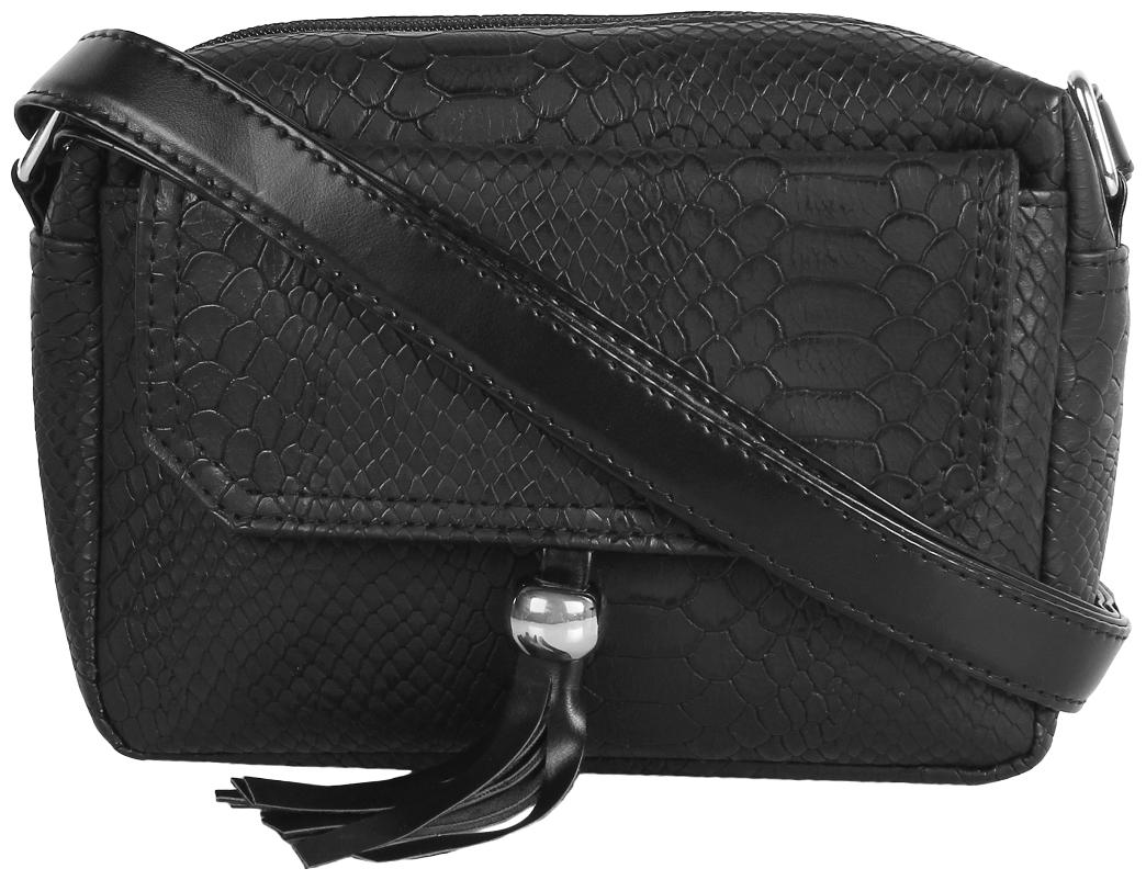 

Lychee bags Black PU Solid Sling Bag