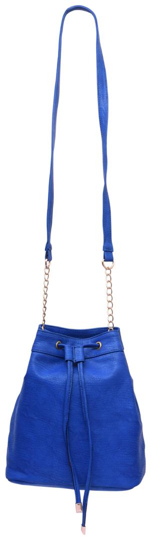 

Lychee bags Blue PU Solid Sling Bag