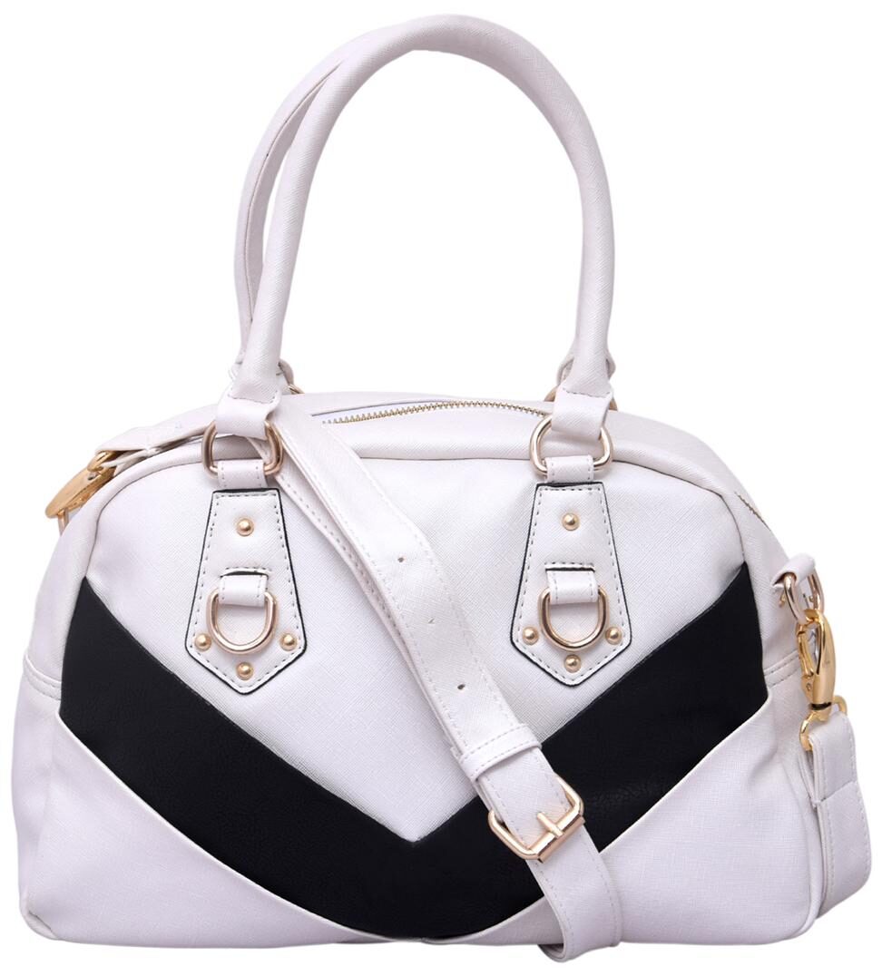 

Lychee Bags White Faux Leather Handheld Bag