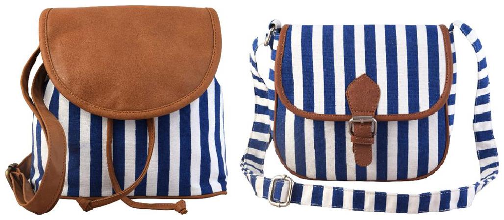 

Lychee bags Blue Canvas Solid Sling Bag
