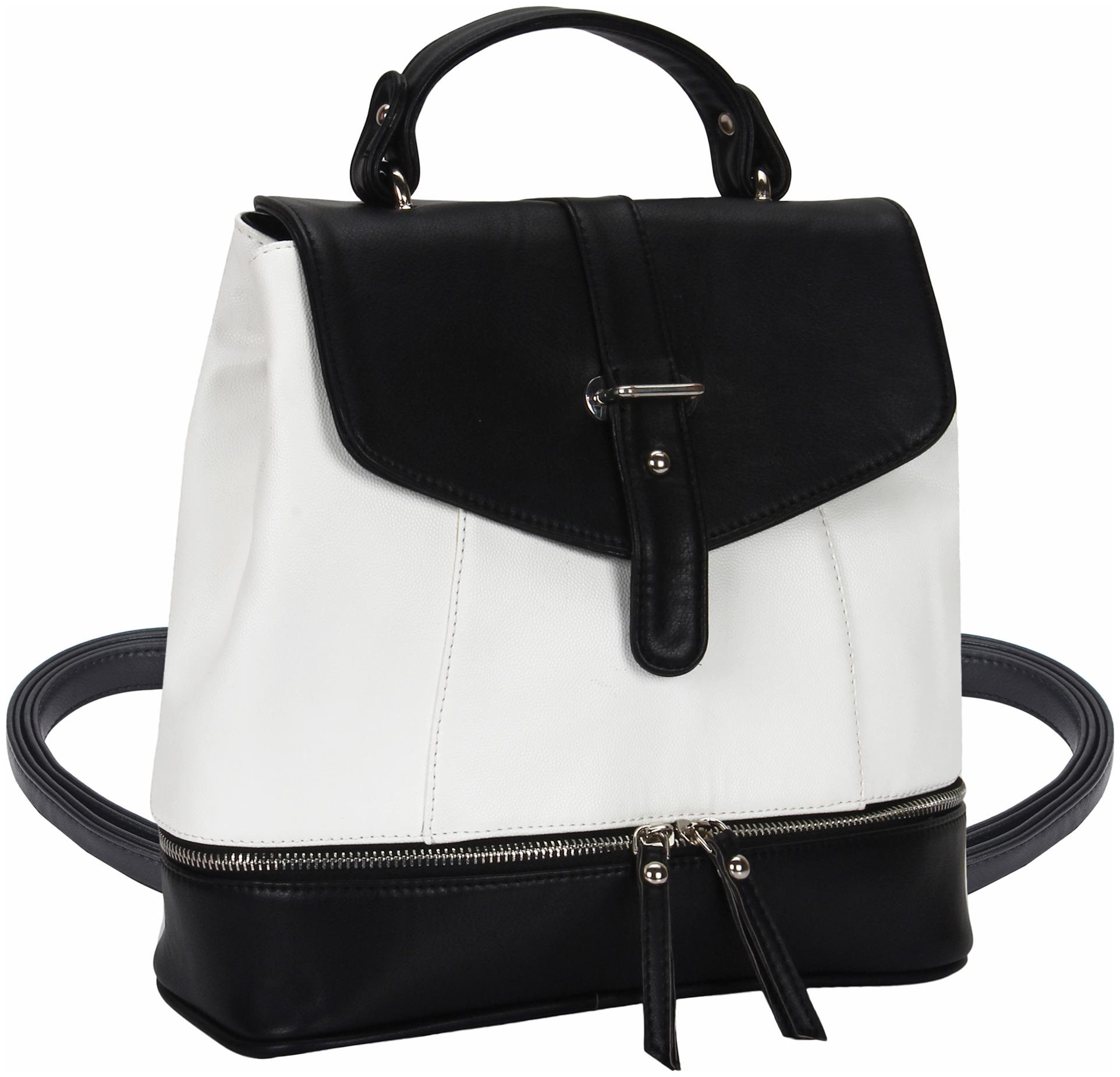 

Lychee bags Black White PU Backpack