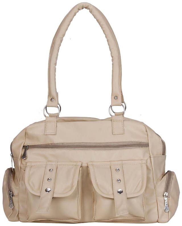 Maeva Regular Solid Handheld Bag Beige