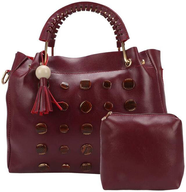 Maeva Regular Solid Handheld Bag Maroon