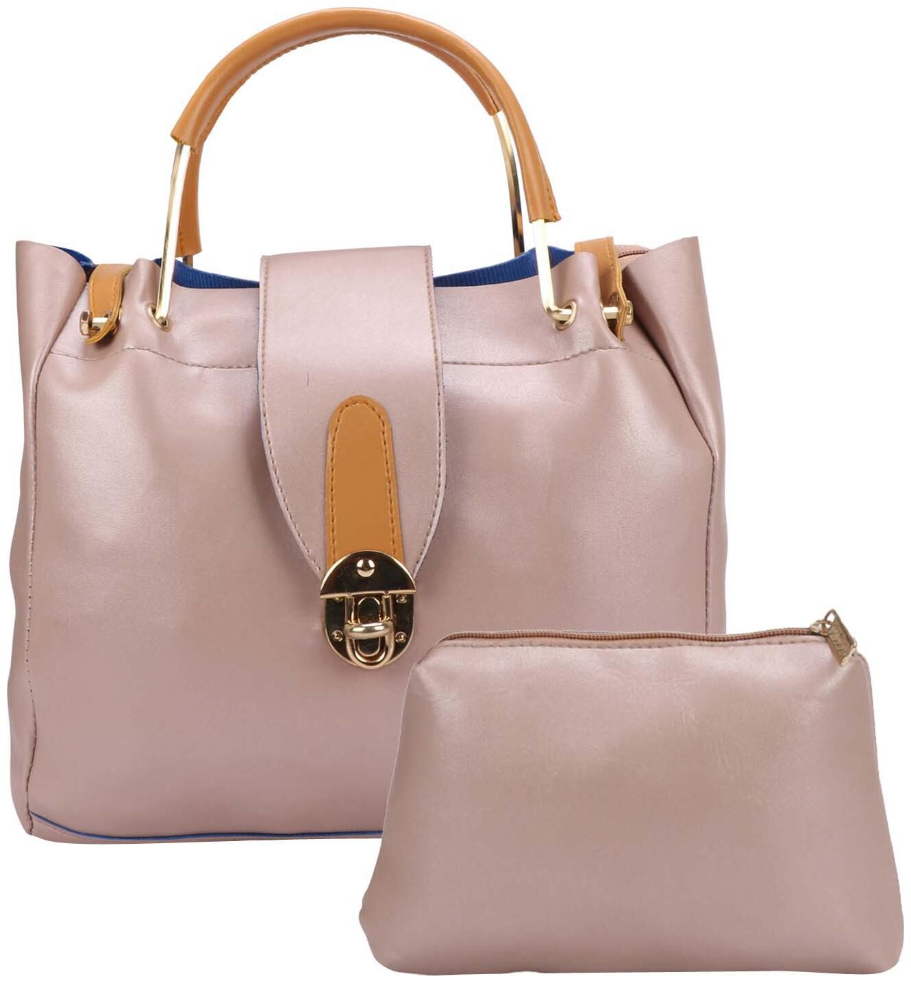 

Maeva Pink Faux Leather Handheld Bag
