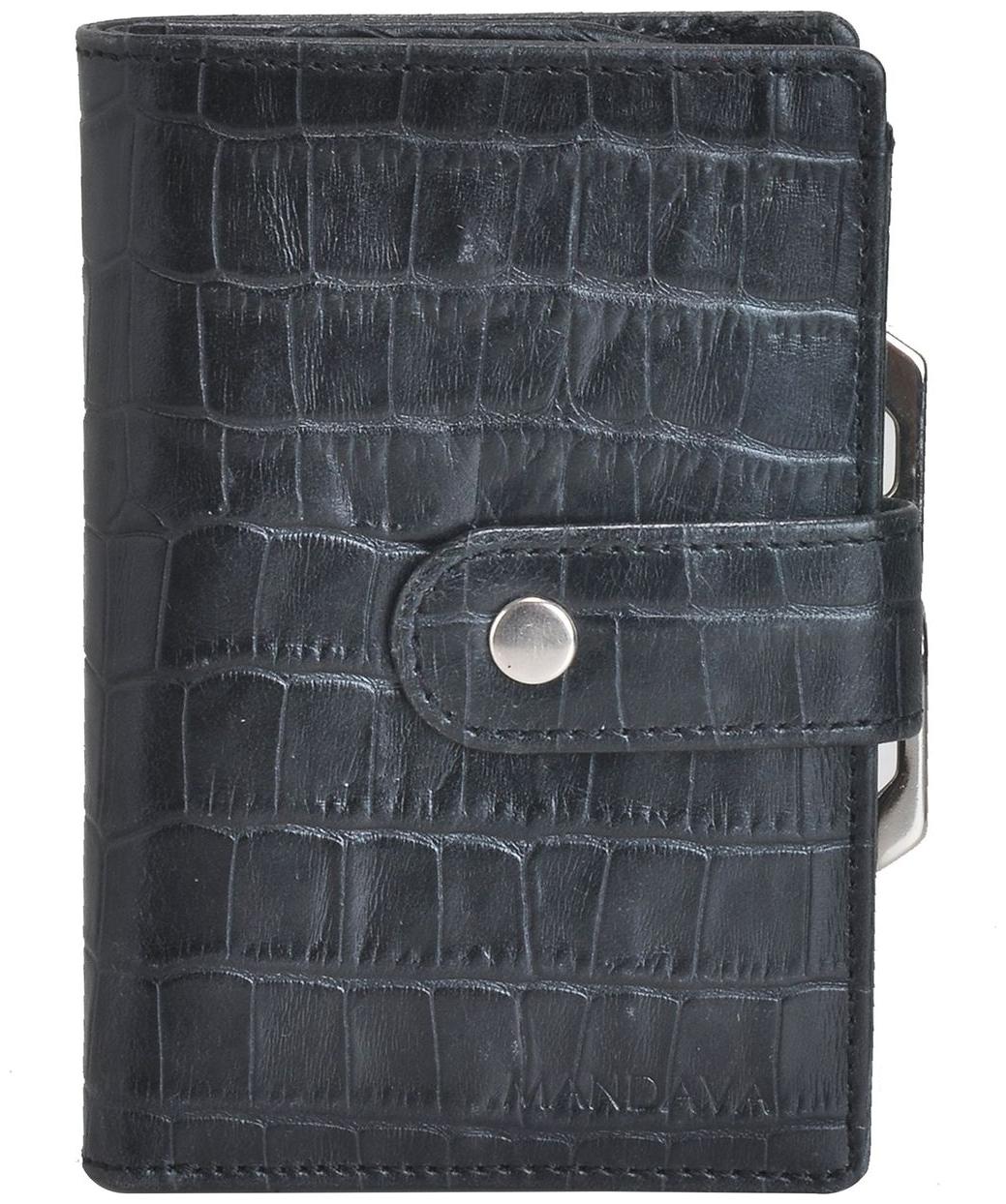 

Mandava 100 genuine leather black croco printed ladies wallet