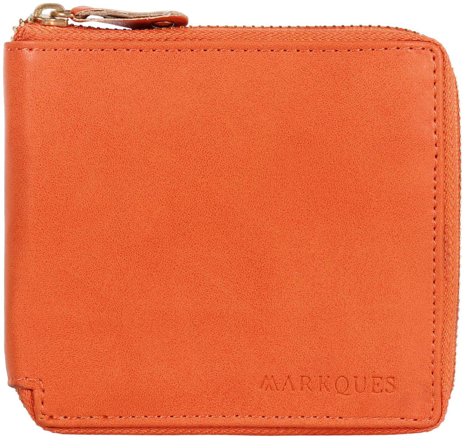 

MARKQUES Anna Orange Leather Women S Zipper Wallet (Anna-4421)