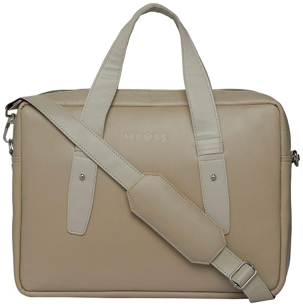 MBOSS Cream Faux Leather Messenger Bag for 35.56 cm 14 inch Laptop / Tablets / Macbook PFB 001 CREAM IVORY SMALL