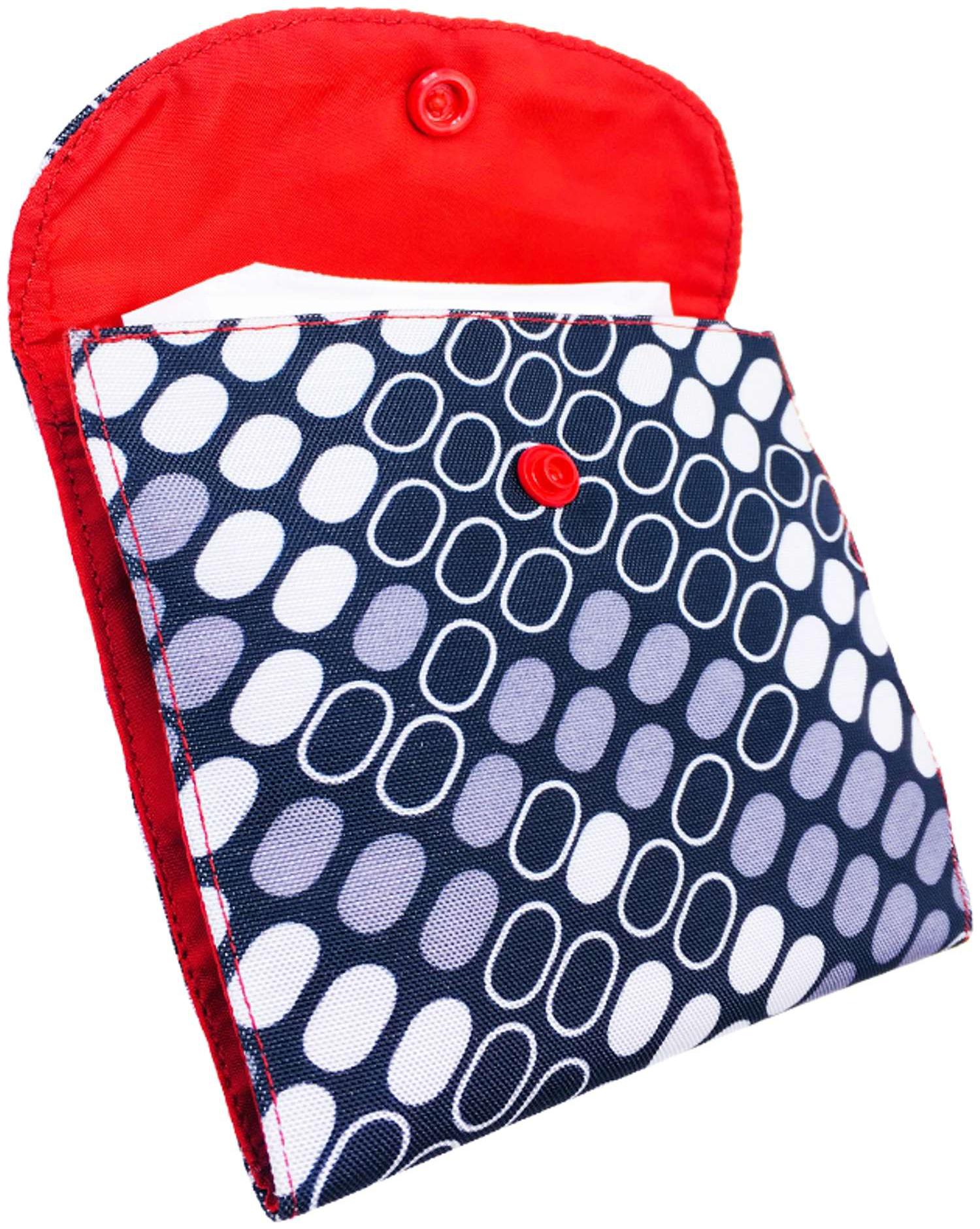 

Meher Collection Sanitary Pad Pouch with 2 Pockets in Box Print with Red Lining and Button