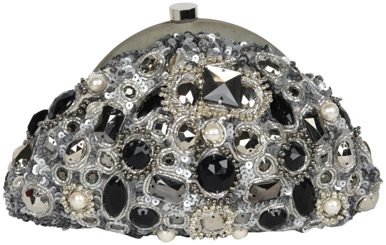 

5-Elements Women Grey Polyester Clutch