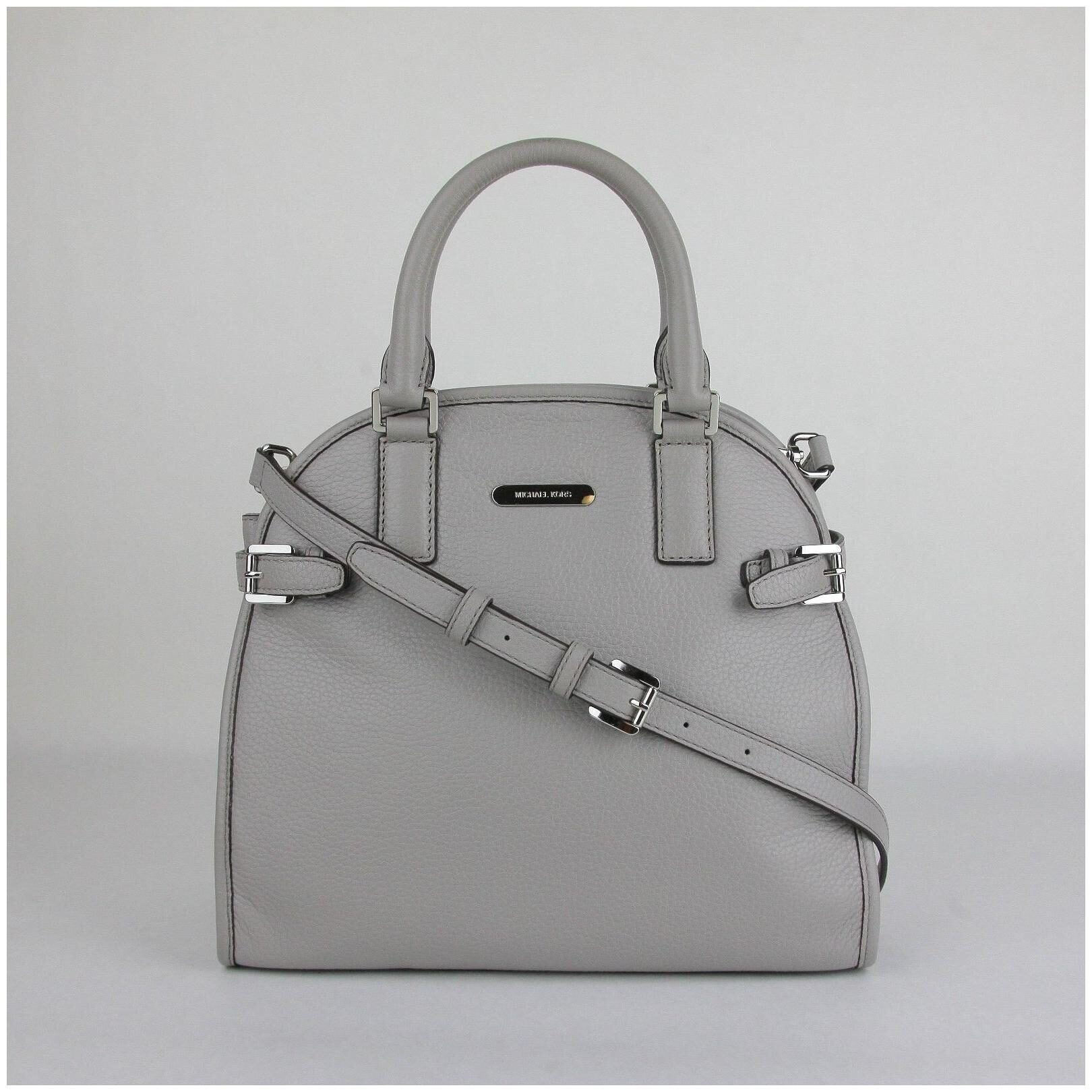 

Michael Kors Pearl Gray Leather Large Dome Satchel Bag 38H6CHFS3L