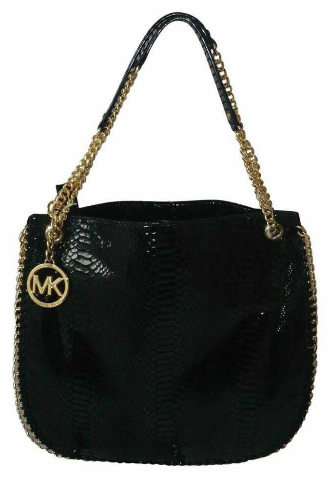 

MICHAEL KORS BLACK LEATHER GOLD CHAIN CHELSEA TZ LARGE SHOULDER BAG PURSE NWT