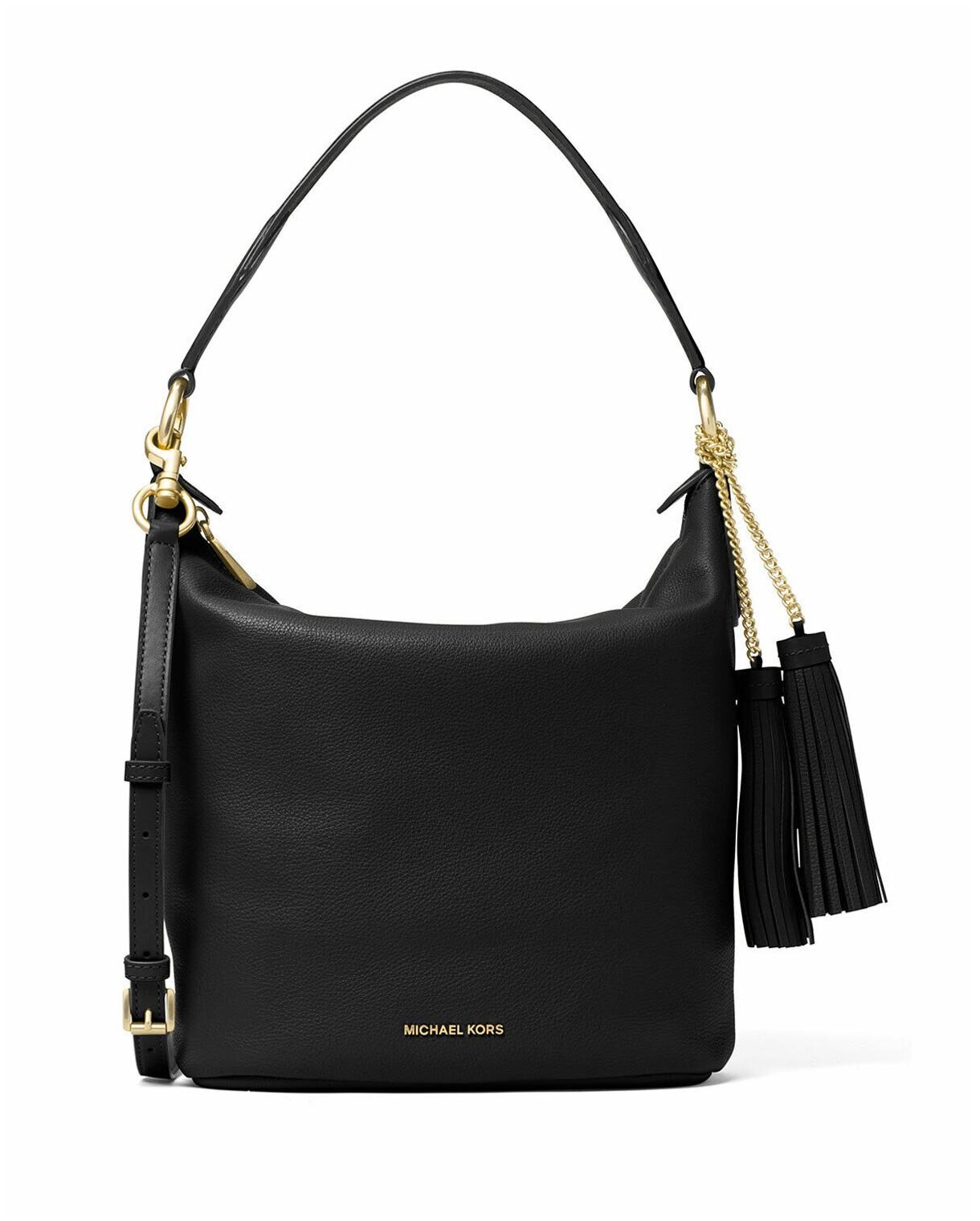 

Michael Michael Kors Elana Large Black Leather Convertible Shoulder Bag