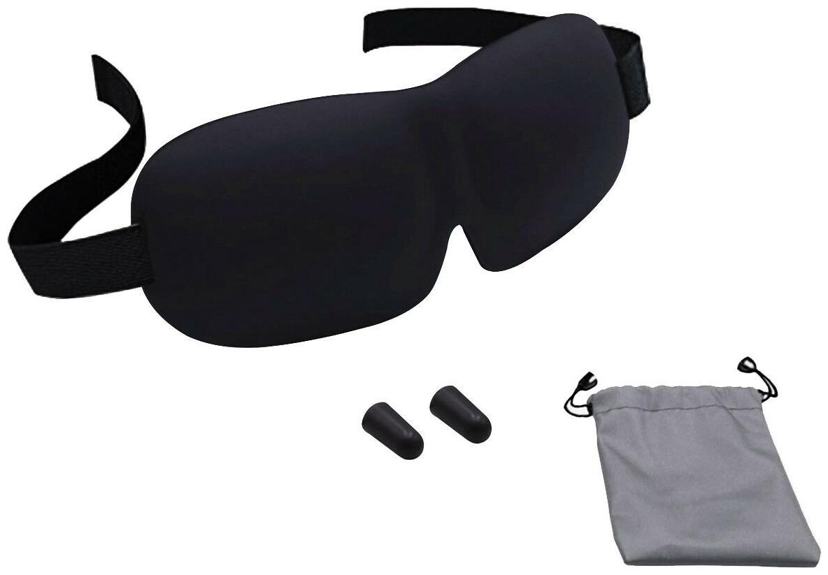 

Mosiso Black Sleep Mask with Foam Ear Plugs Travel Pouch Soft Sleep Blindfold
