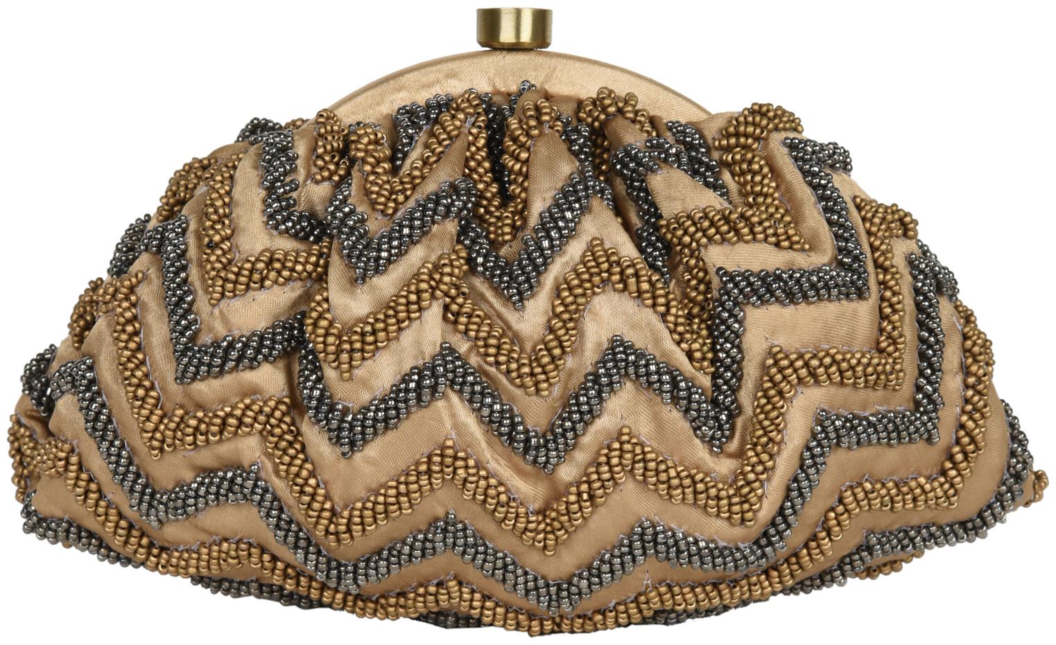 

5-Elements Women Gold Polyester Clutch