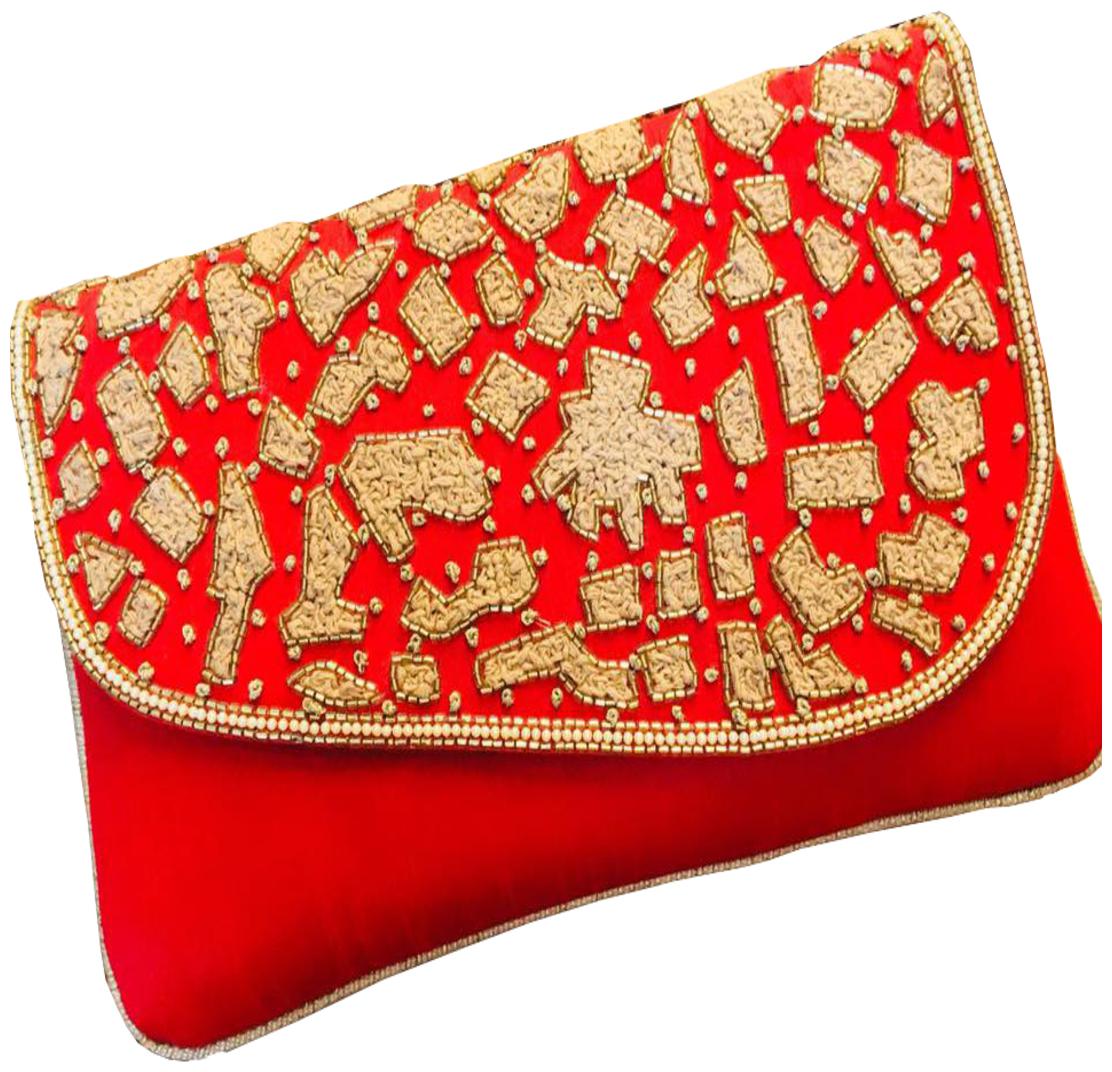 

craftbazar Women Red Fabric Clutch