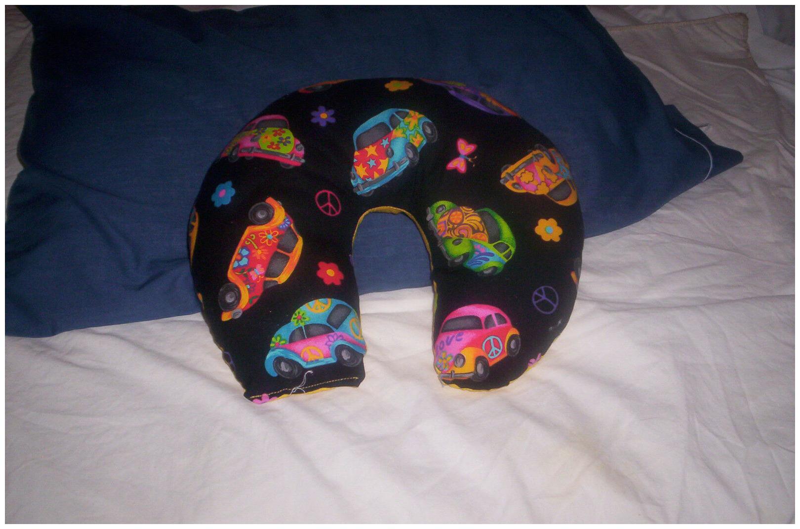 

New boys girls black Peace Cars washable cotton neck pillow