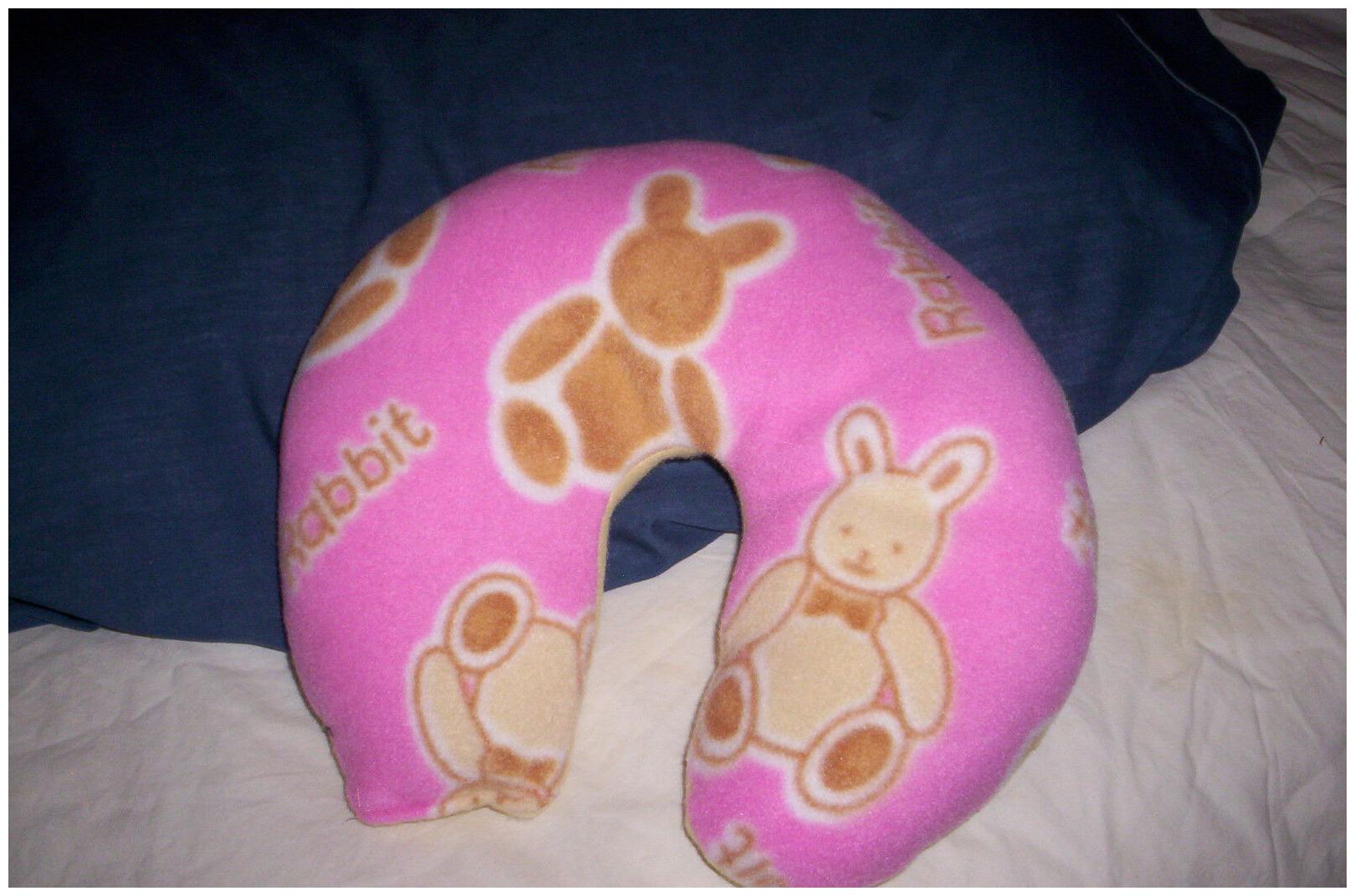 

New boys girls pink Rabbit washable fleece neck pillow