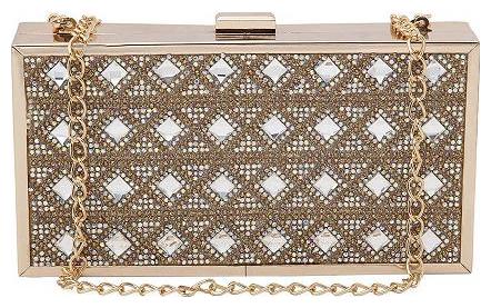 

NICHE Women Gold Beaded Clutch