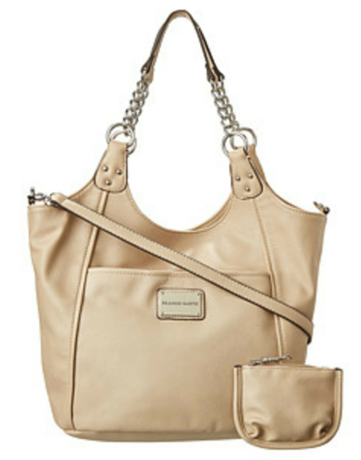 

NWT FRANCO SARTO STONE BEIGE FAUX LEATHER MINETA SHOULDER TOTE W CHANGE WALLET