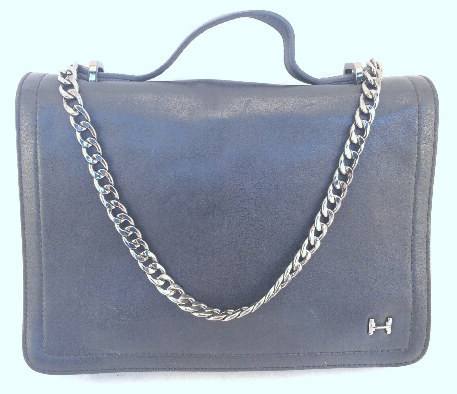 

NWT Halston Heritage HX2102L3 Chain Leather Shoulder Bag - Black