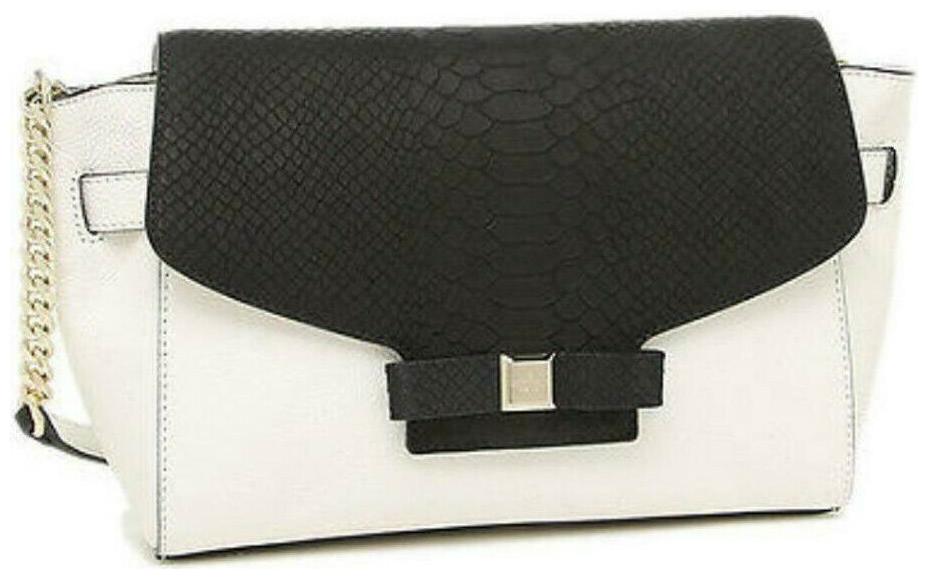 

NWT Kate Spade Montrose Shantel Cement Black Leather Chain Shoulder Bag 299 FS